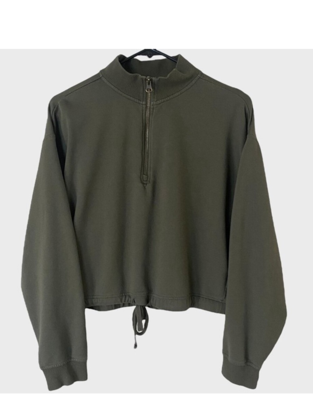 Marine Layer Rory Half-Zip Sweatshirt Olive Green Women's Long-Sleeve Pullover